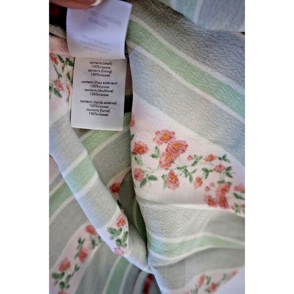 WeWoreWhat Women Sz 2 Green Victorian Floral Stripe Puff Sleeve Midi Dress - Picture 4 of 10